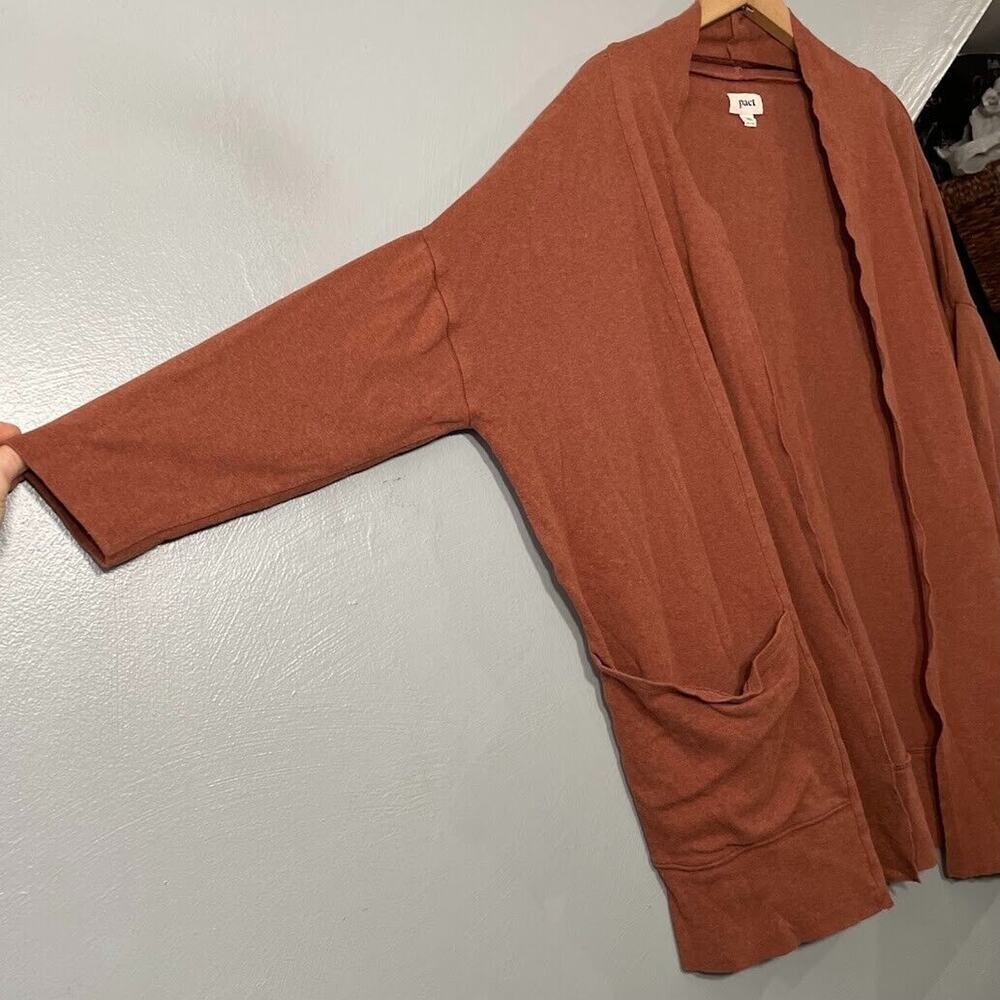 Pact Open-Front Rust Brown Women's Cardigan - Picture 3 of 10